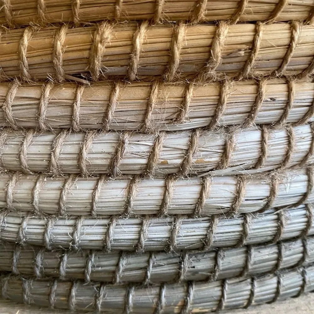 Decorative Basket Natural White & Gray Round Woven Seagrass Boho Coastal Farmhou